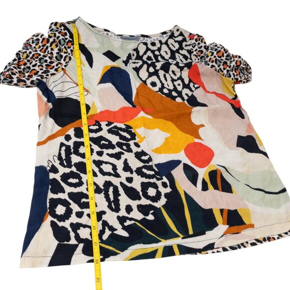 Anthropologie Conditions Apply Multi Color SZ XS Short Sleeve Top - Picture 5 of 7